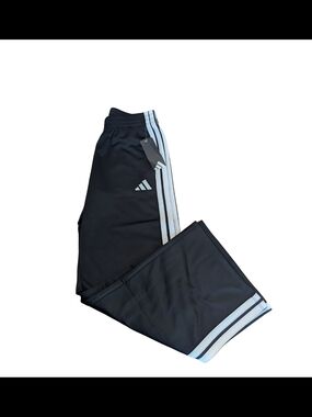 NWT Adidas Girls Medium 10 12 tricot wide leg athletic pant black white